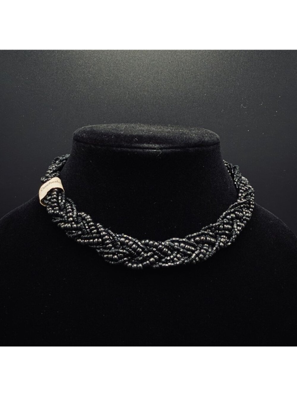 Rare Find Vintage 1950s-1960s Czechoslovakia Black BeadedNecklace - Picture 3 of 6